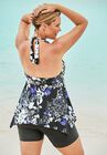 Flared Halter Tankini Top , , on-hover image number null
