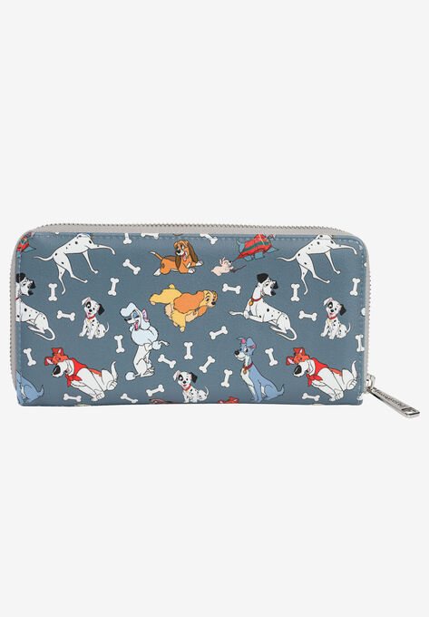 Loungefly x Disney Dogs Women's Zip Around Wallet 101 Dalmatians Lady & The Tramp, , on-hover image number null
