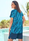 Split-Neck Short Sleeve Swim Tee with Built-In Bra, , on-hover image number null