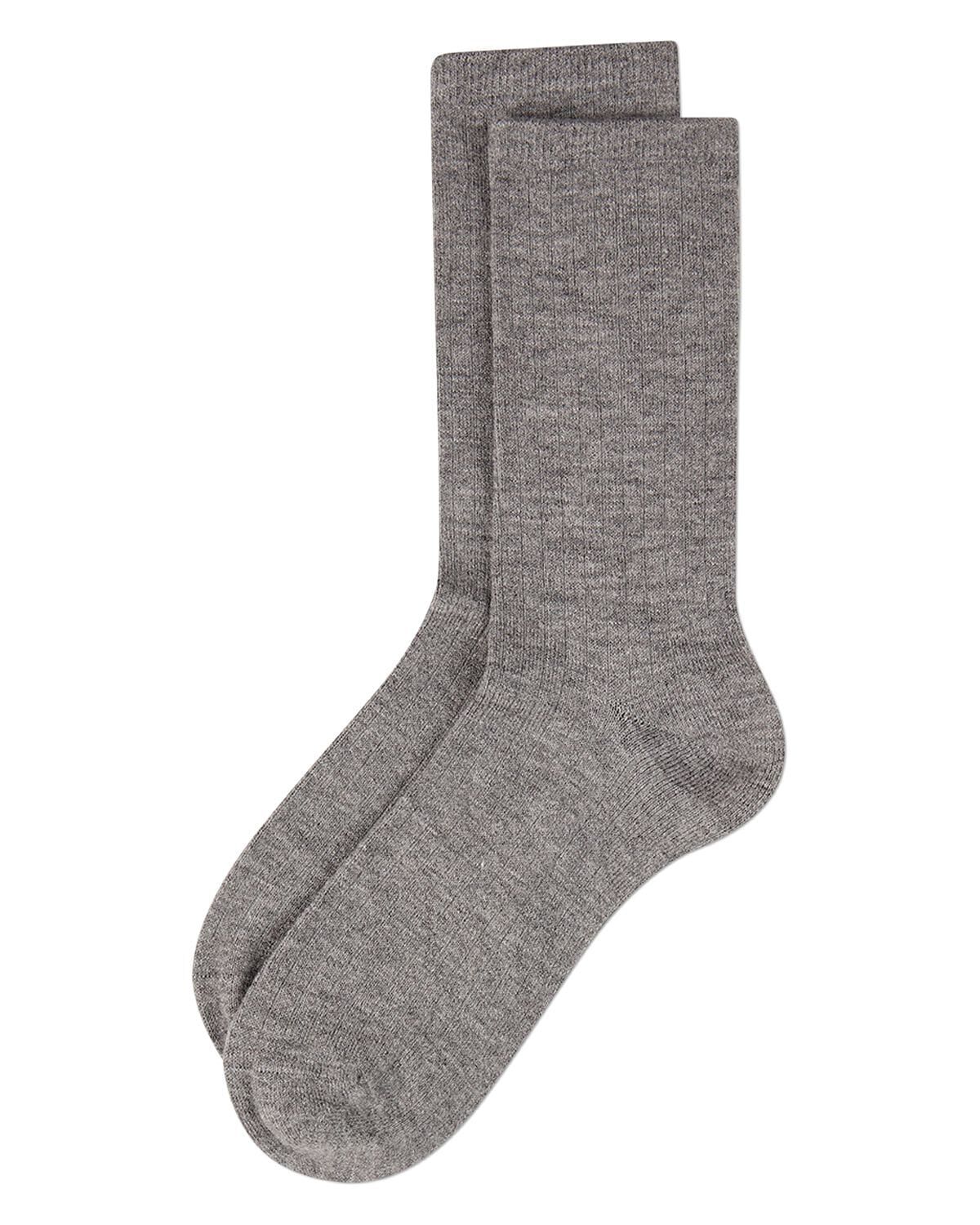 Women's Soft Solid Luxe Ribbed Cashmere Blend Crew Socks, MED GRAY HEATHER, alternate image number 2