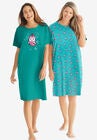 2-Pack Short-Sleeve Sleepshirt, WATERFALL OWL, hi-res image number null
