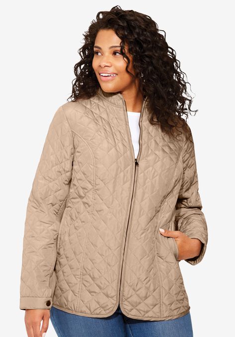 Zip-Front Quilted Jacket | Catherines