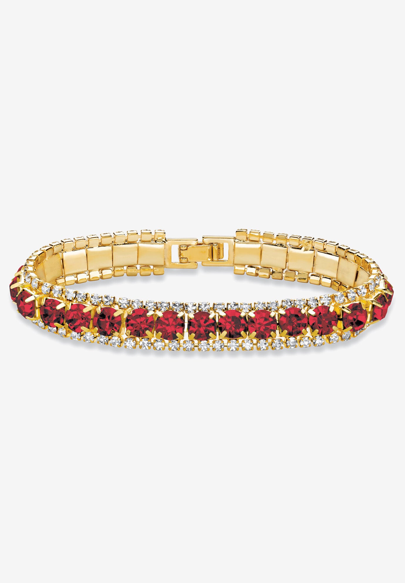 Gold Tone Tennis Bracelet (10mm), Round Birthstones and Crystal, 7 inches, JULY, hi-res image number 0