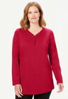 Long Sleeve Henley Sleepshirt, CLASSIC RED, hi-res image number null