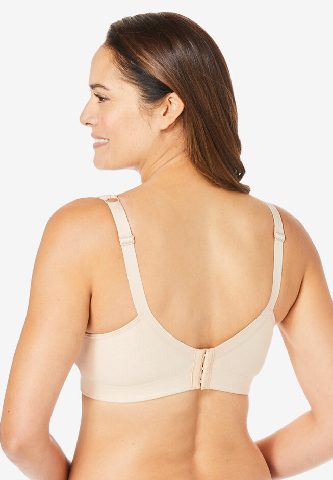 Comfort Choice Full Coverage Back Close Cotton Unlined No Wire Bra