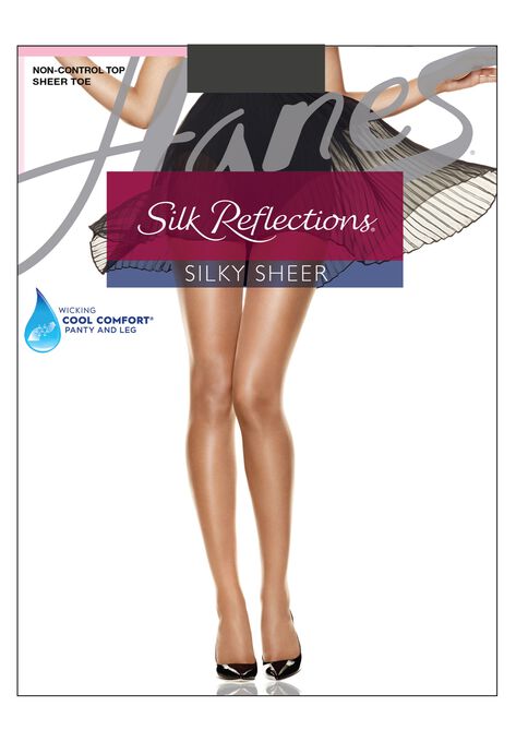 Silk Reflections Silky Sheer Non-Control Top Sheer Toe 6-Pack, BLACK, hi-res image number null
