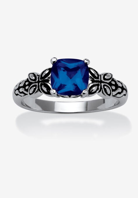 Cushion-Cut Birthstone Ring In Sterling Silver, SEPTEMBER, hi-res image number null