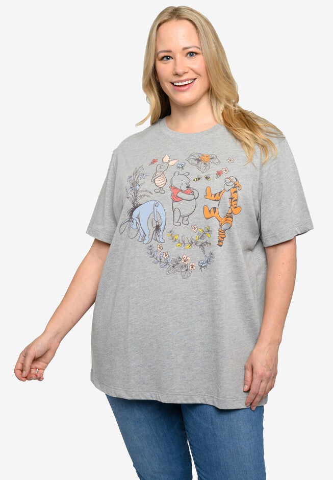 Disney Winnie The Pooh T-Shirt Botanical Eeyore Tigger Heather Gray T-Shirt, HEATHER GREY, hi-res image number 0