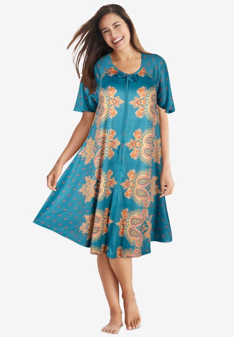 Short Sweeping Printed Lounger, DEEP TEAL PAISLEY, hi-res image number null