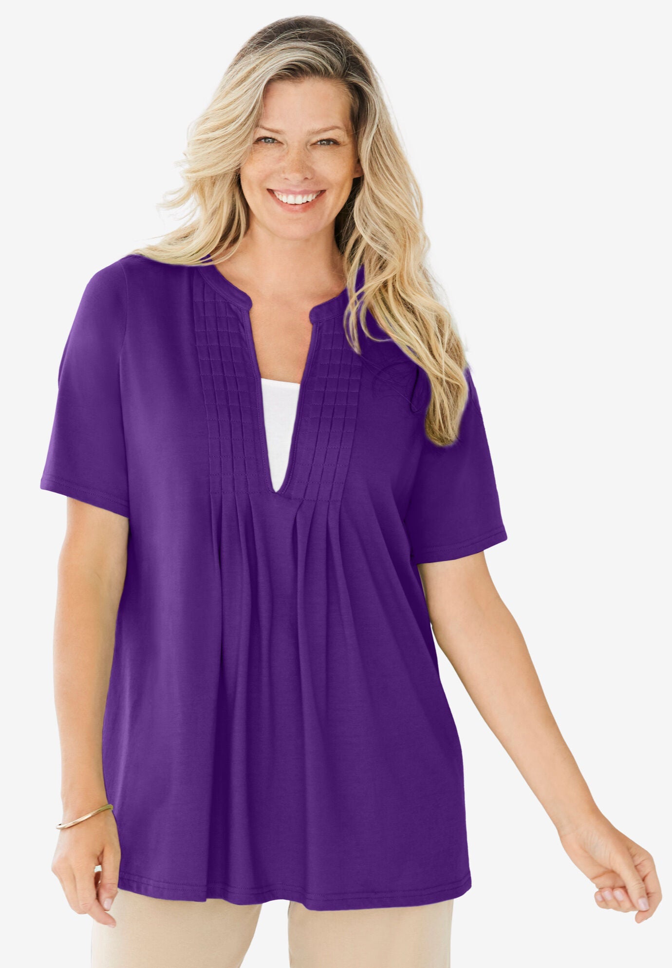 7 Day Layer Look Elbow Sleeve Tee Catherines