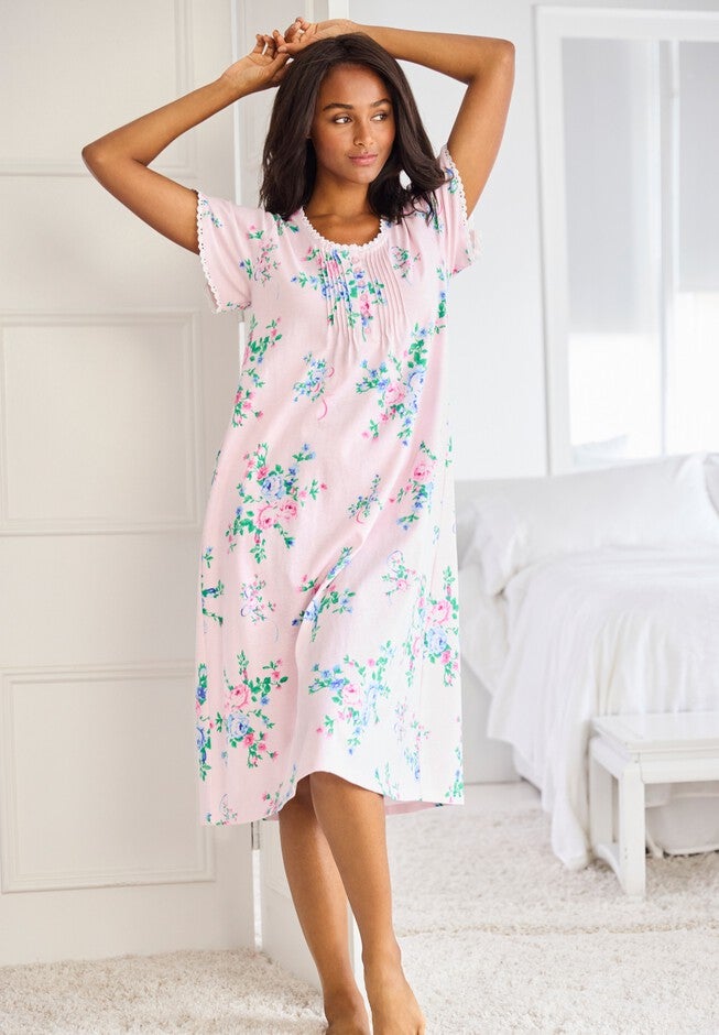 Short Pintuck Knit Gown, , alternate image number 3