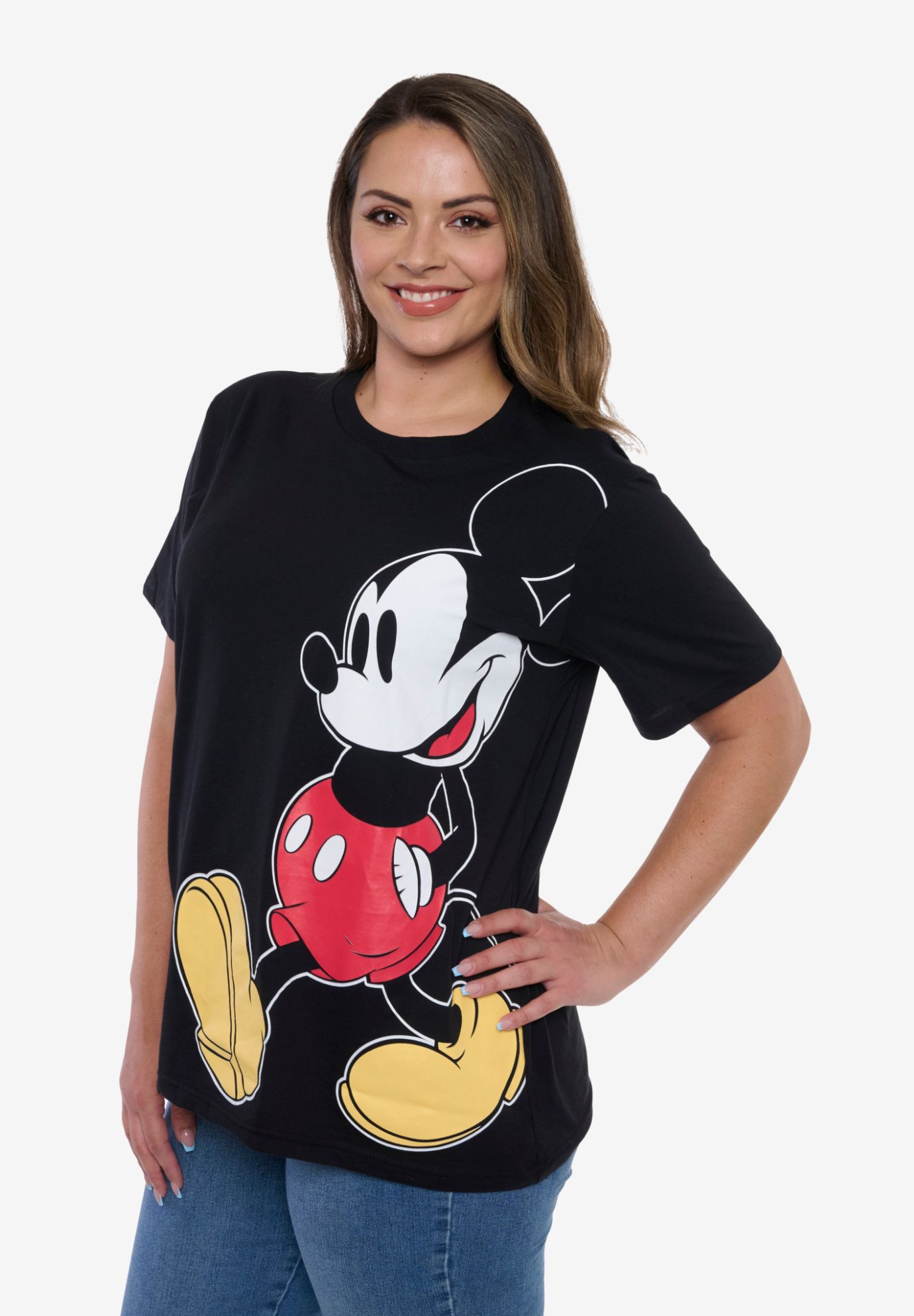 Womens Disney Mickey Mouse T-Shirt Black Short Sleeve, BLACK, alternate image number 2