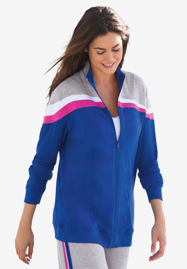 Colorblock Jacket, BRIGHT COBALT STRIPE, hi-res image number null