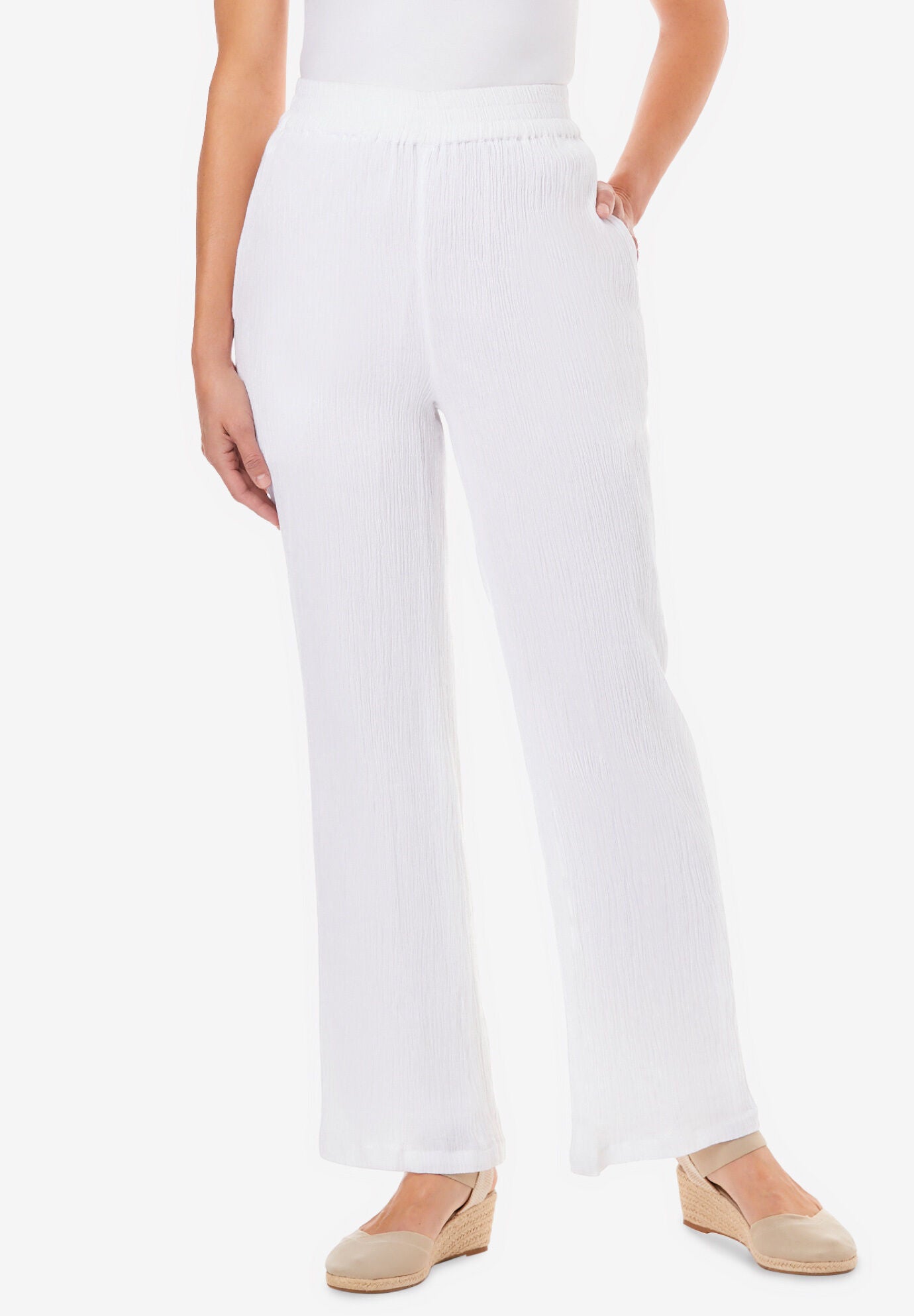 Wide-Leg Gauze Pant, WHITE, hi-res image number 0
