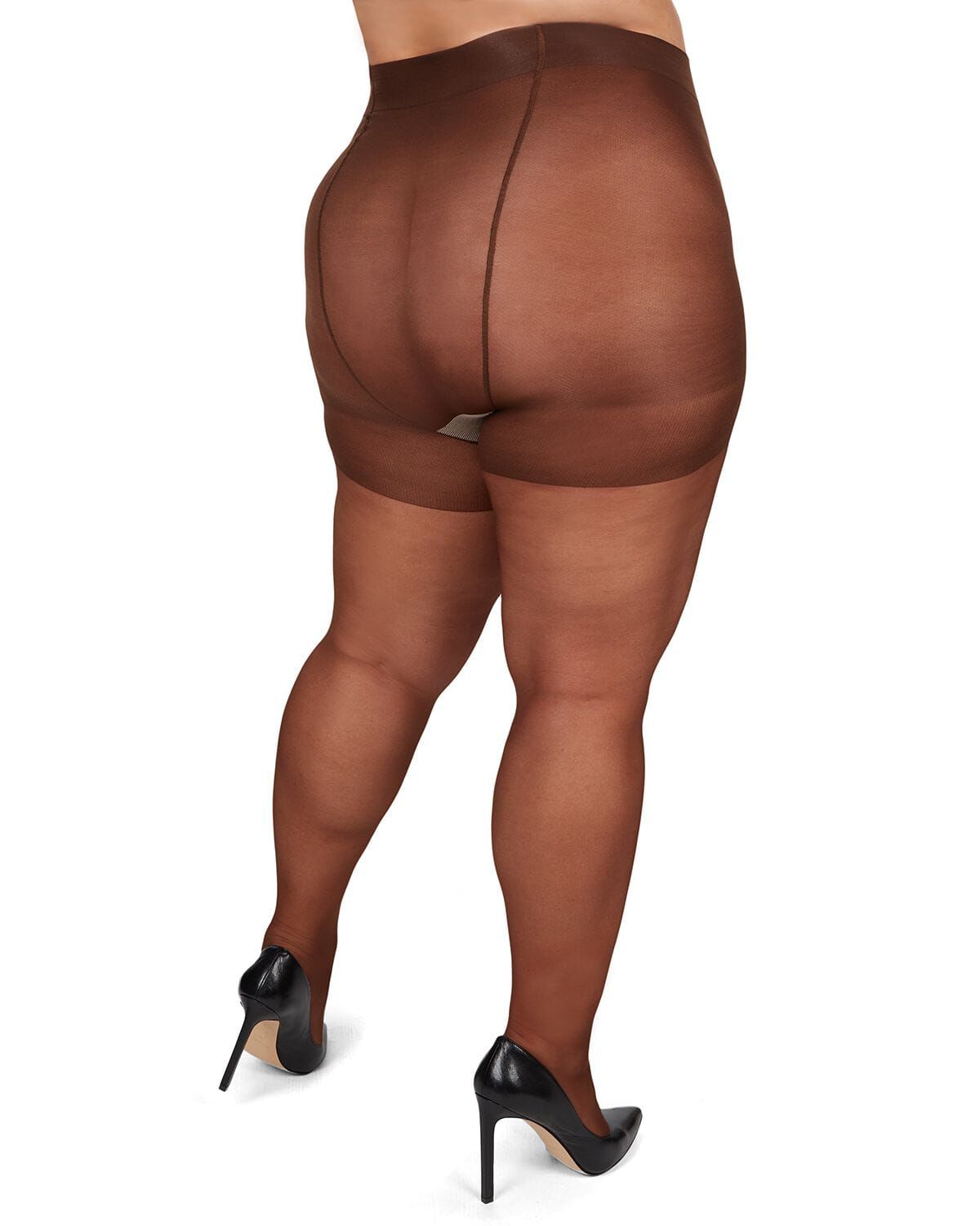 Plus Size Curvy Silky Sheer Control Top Pantyhose, FRENCH COFFEE, alternate image number 2