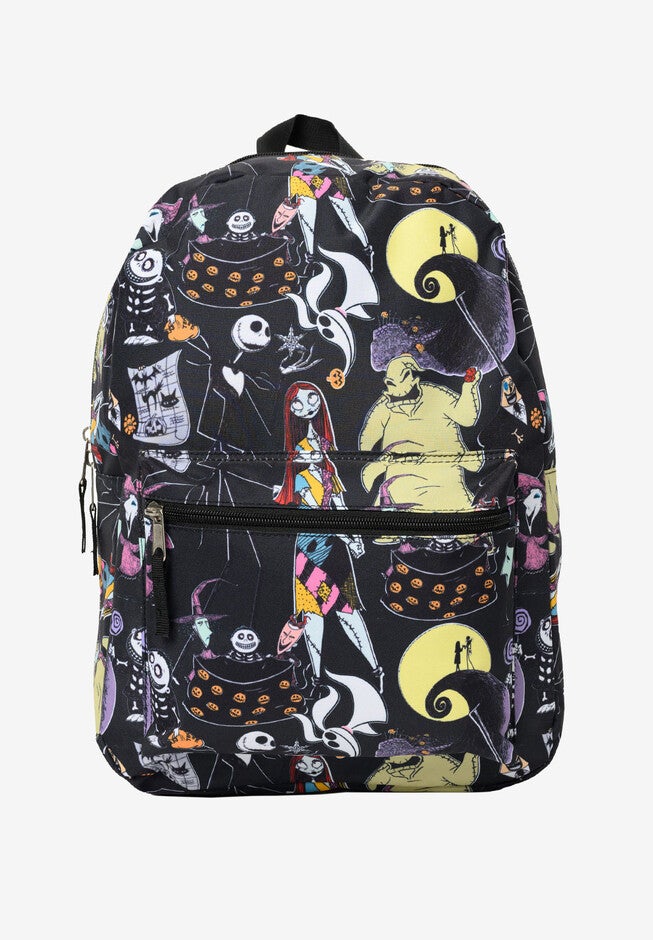 Disney Nightmare Before Christmas Jack Skellington All-Over Print 16 inches Deluxe Nylon Backpack, BLACK, hi-res image number 0