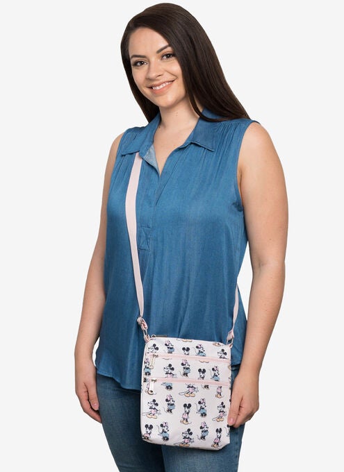 Loungefly x Disney Minnie and Mickey Mouse Passport Bag All-Over Pastel, MULTI, hi-res image number null