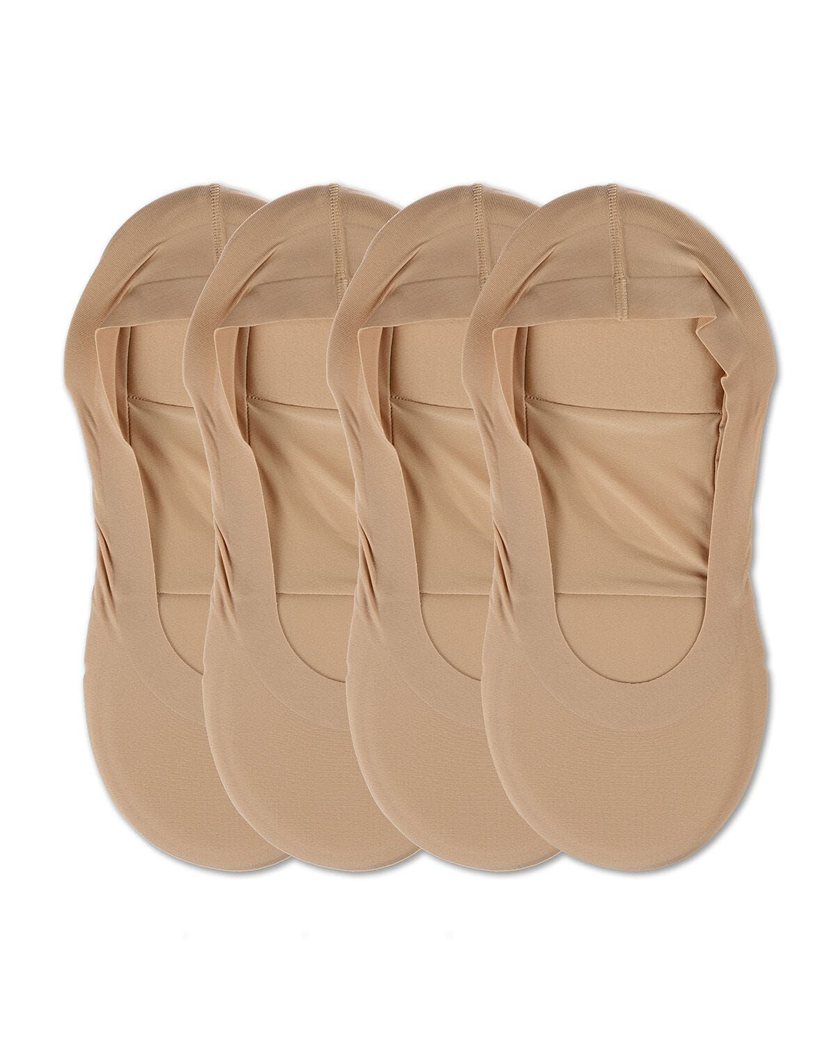 4 Pairs Women's Cushioned Fine Edge No-Show Sock Liner, NUDE, hi-res image number 0