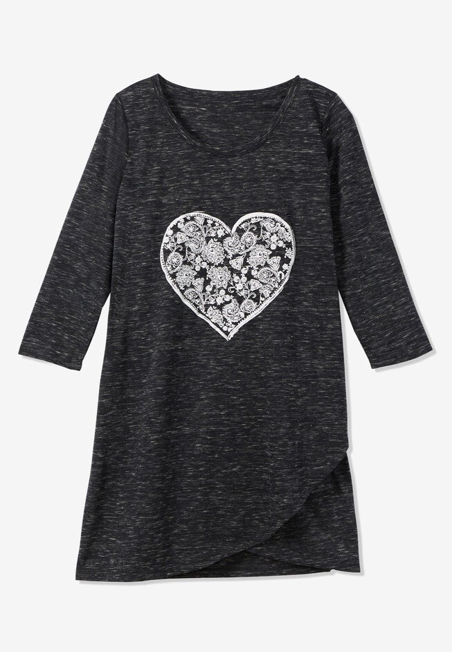 Marled Tulip Hem Layered Tunic, , alternate image number null