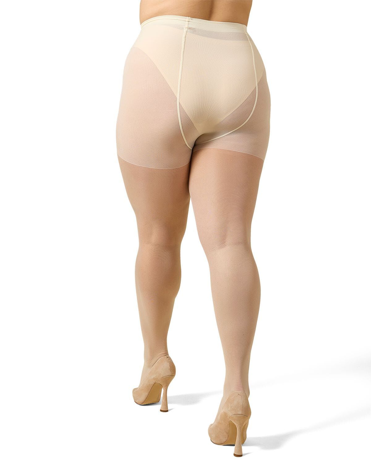 Women's Essentials White Satin Sheer Control Top 20-Denier Pantyhose, PANNA, alternate image number 2