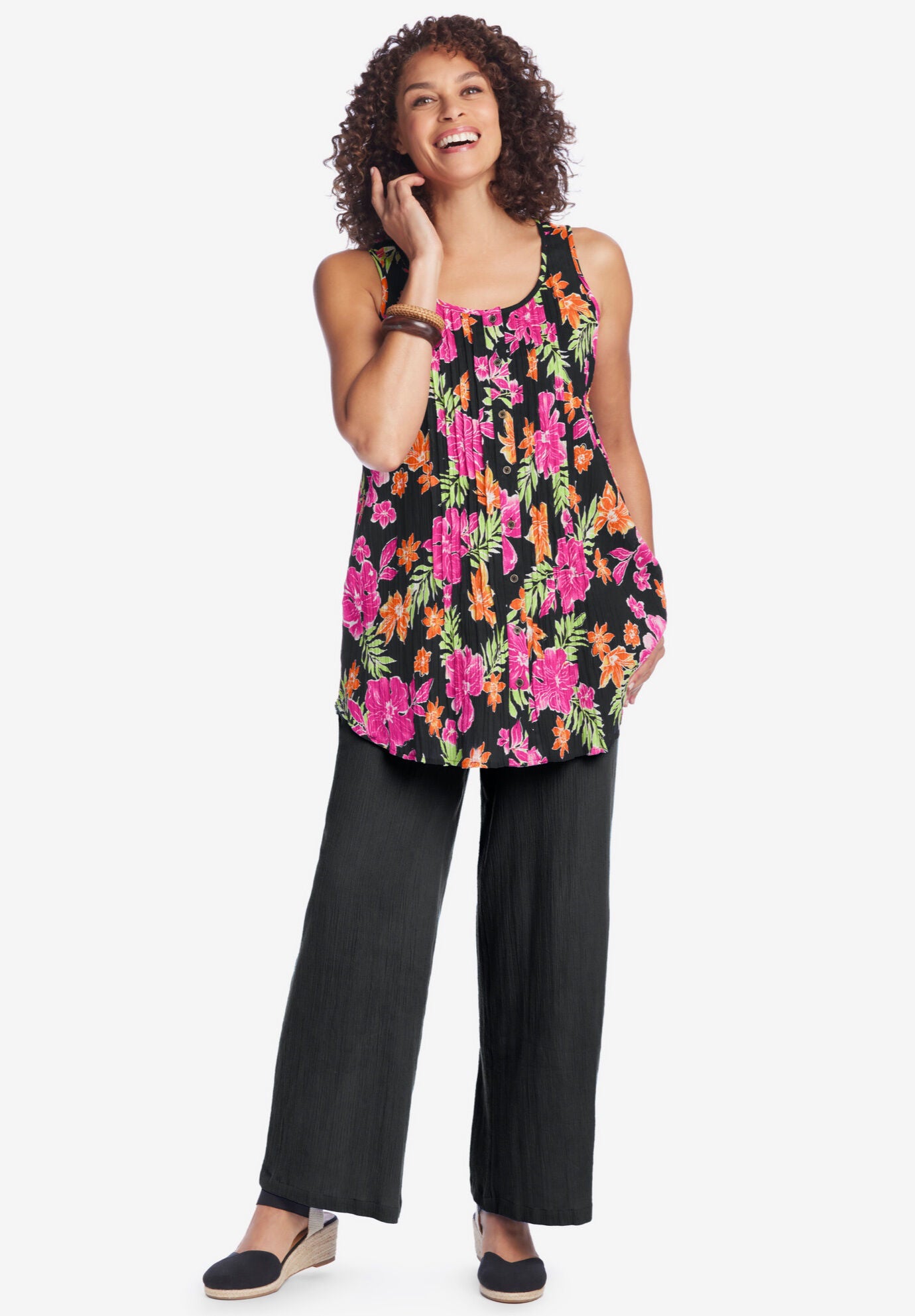 Wide-Leg Gauze Pant, , alternate image number 1