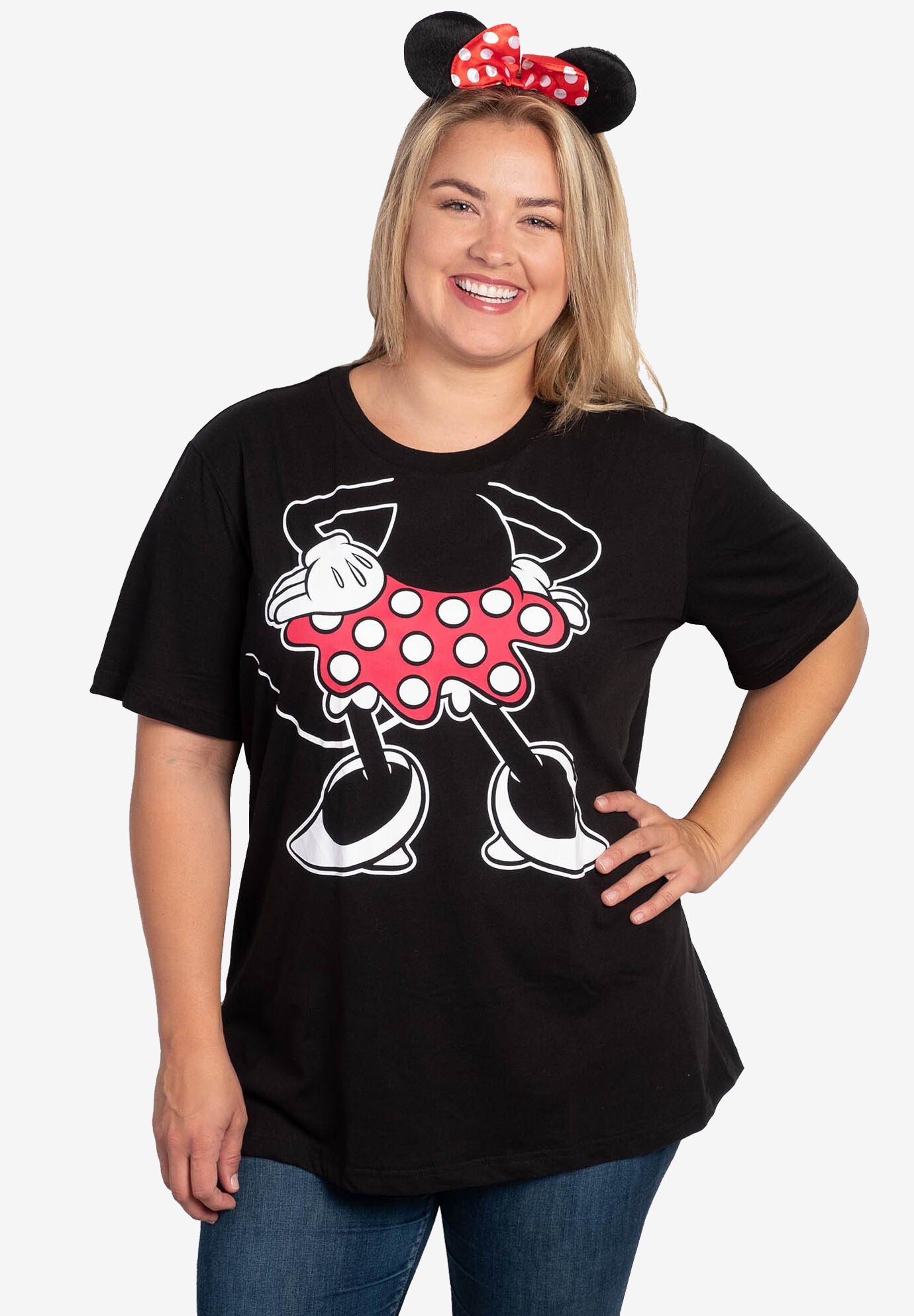 Minnie Mouse Costume T-Shirt & Ears w/Bow 2-Pcs Set, BLACK, hi-res image number 0