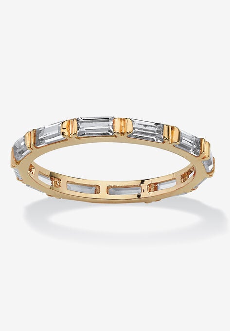 Yellow Gold-Plated Birthstone Baguette Eternity Ring, APRIL, hi-res image number null
