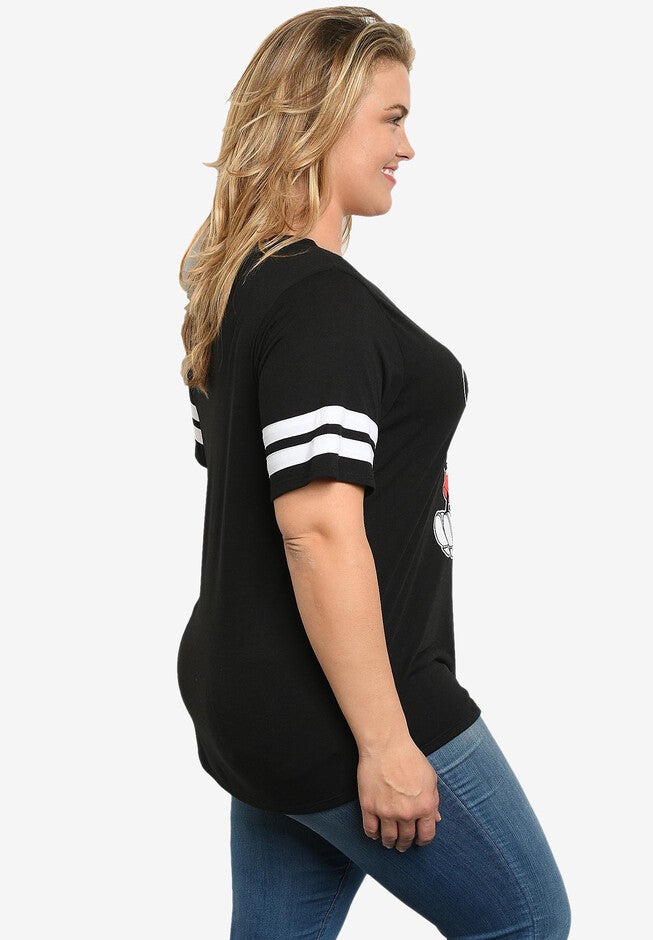 Disney Mickey & Minnie Mouse Classic V-Neck T-Shirt Black, , alternate image number null