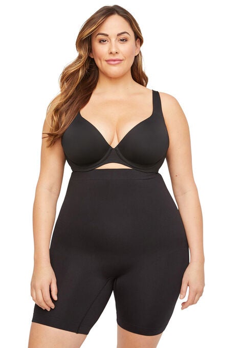 Seamless Hi-Waist Thigh Shaper, BLACK, hi-res image number null