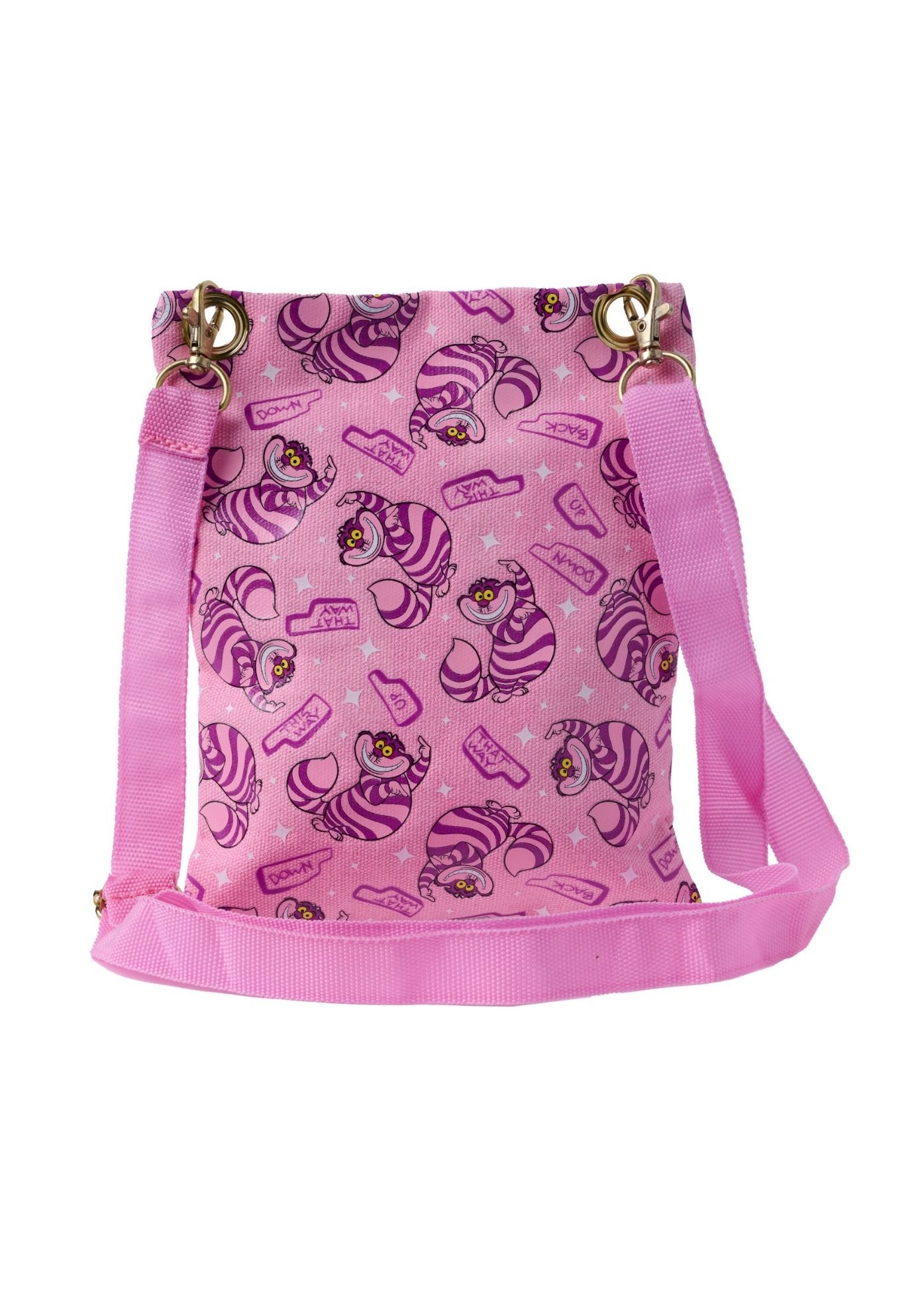Disney Alice in Wonderland Cheshire Cat Passport Bag Crossbody Purse Travel Pink, PINK, on-hover image number 1
