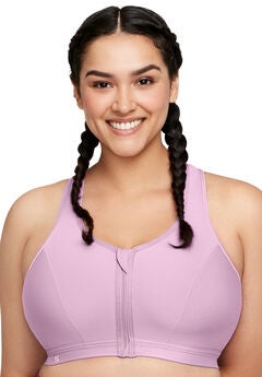 Full Figure Plus Size Zip Up Front-Closure Sports Bra Wirefree #9266 Bra