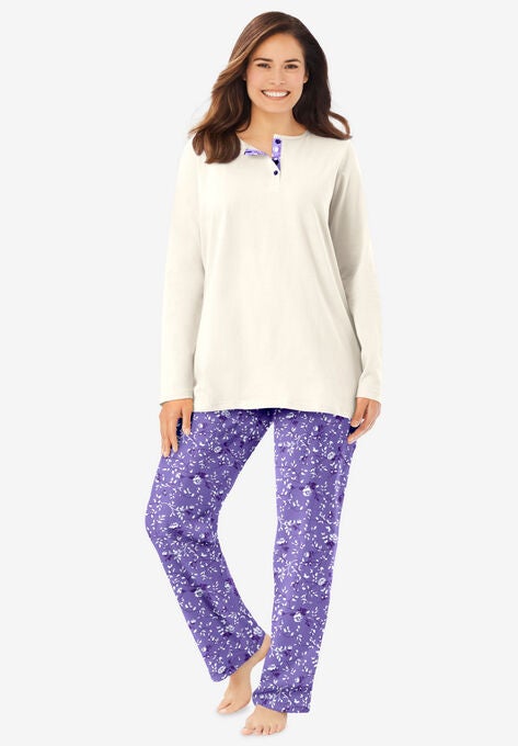 Henley PJ Set , PURPLE LILY IVORY, hi-res image number null