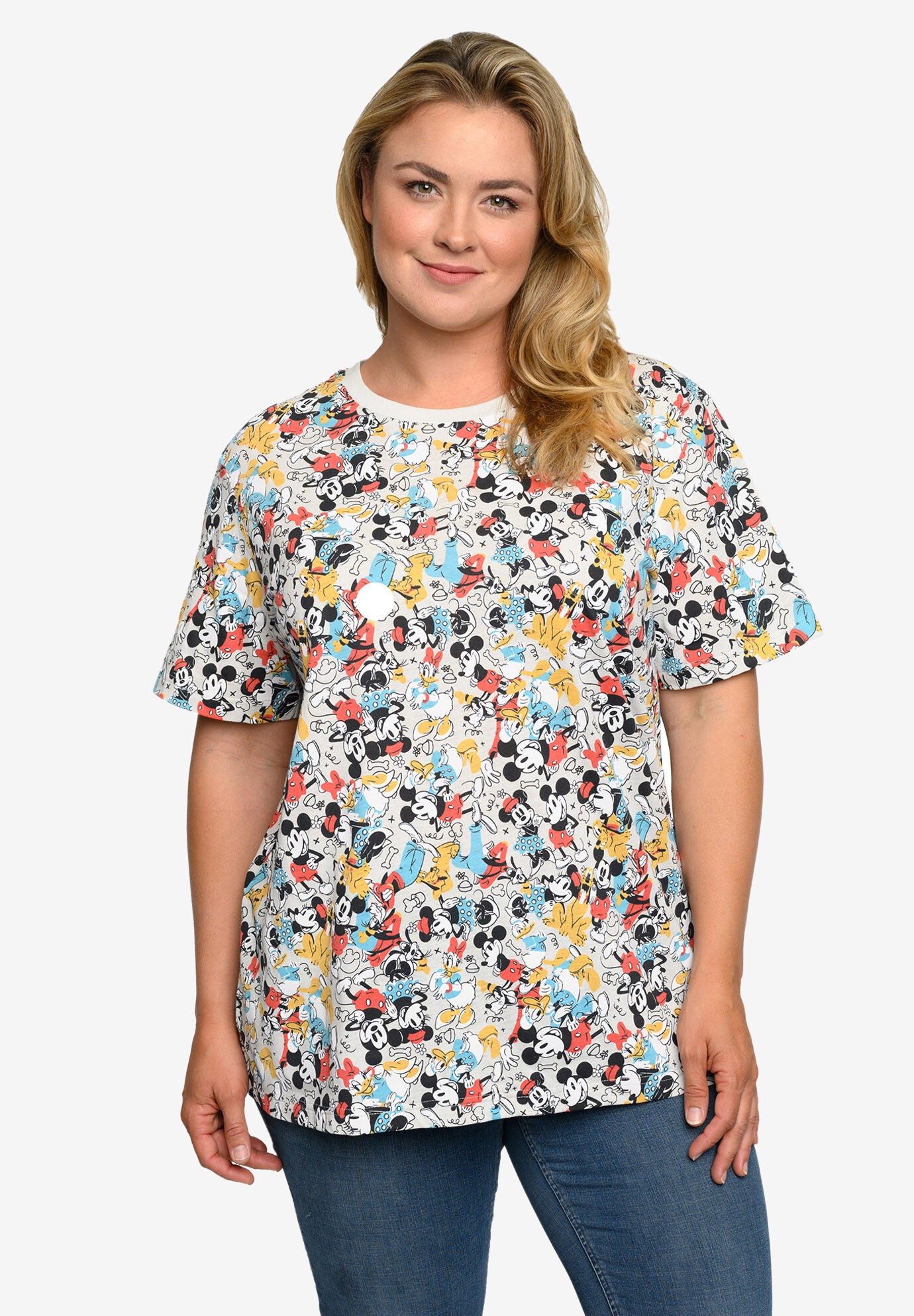 Mickey Mouse & Friends All-Over Print T-Shirt Minnie Pluto, GREY, hi-res image number 0
