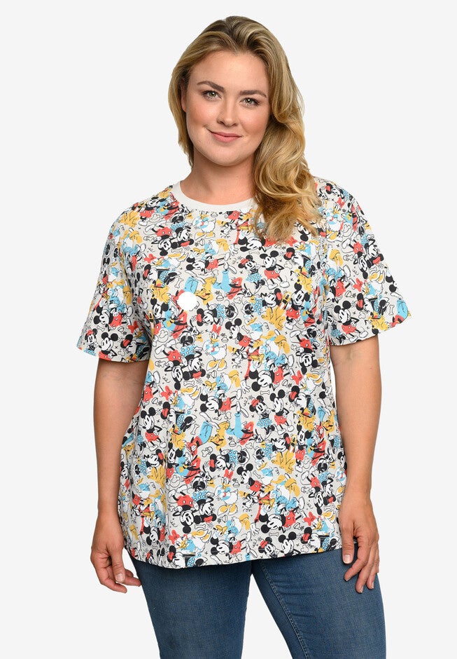 Mickey Mouse & Friends All-Over Print T-Shirt Minnie Pluto, GREY, hi-res image number 0