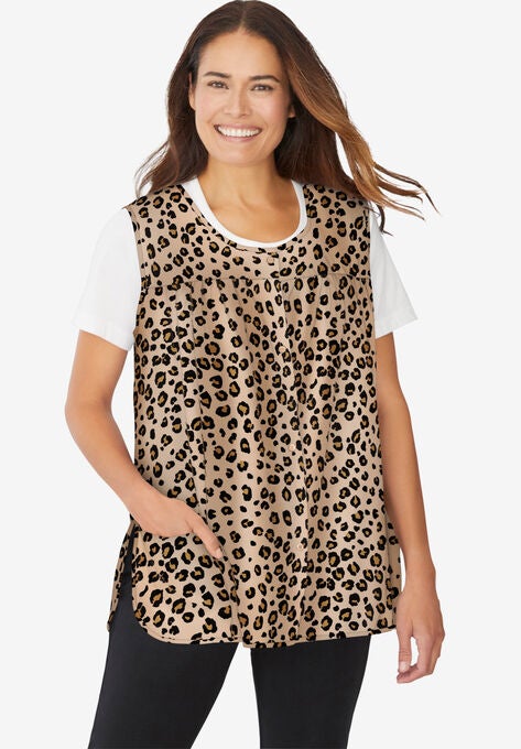 Snap-Front Apron by Only Necessities, CLASSIC LEOPARD, hi-res image number null