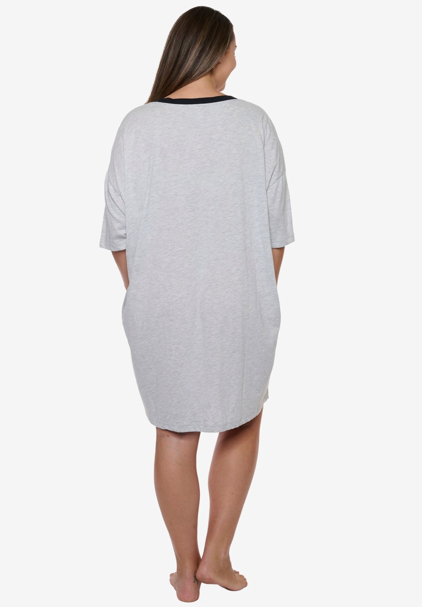 Women's Peanuts Snoopy & Woodstock Dorm Sleep Shirt One Size, GRAY, on-hover image number 1