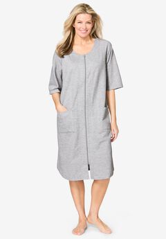 Short French Terry Zip-Front Robe