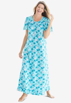 Long Floral Print Cotton Gown