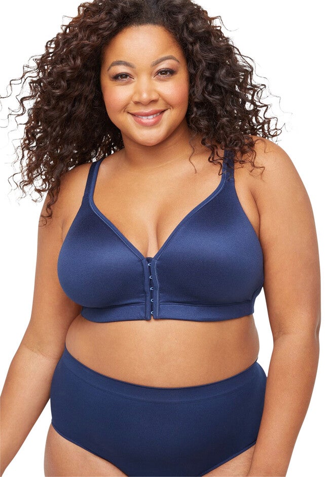 Full-Coverage Smooth Front-Close No-Wire Bra, MARINER NAVY, hi-res image number null