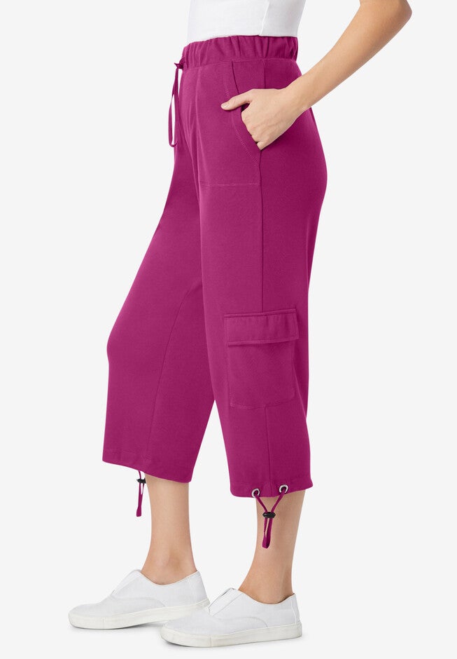 Pull-On Knit Cargo Capri, , alternate image number null