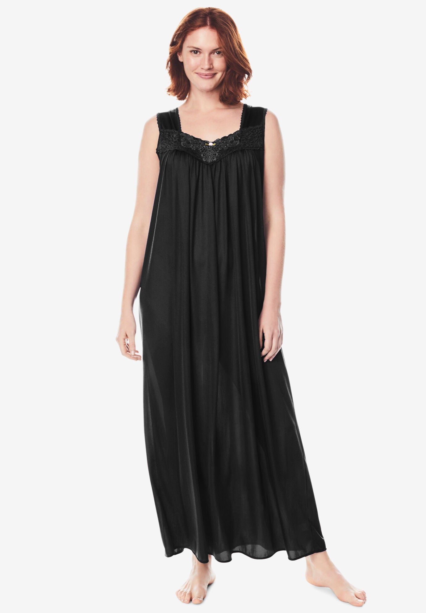 Long Tricot Knit Nightgown Sleepwear Essential Black Catherines