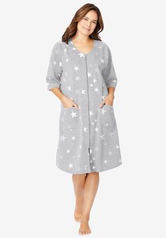 Short French Terry Zip-Front Robe