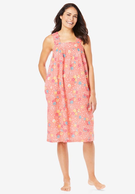 Print Sleeveless Square Neck Lounger , SWEET CORAL FLORAL ANIMAL, hi-res image number null