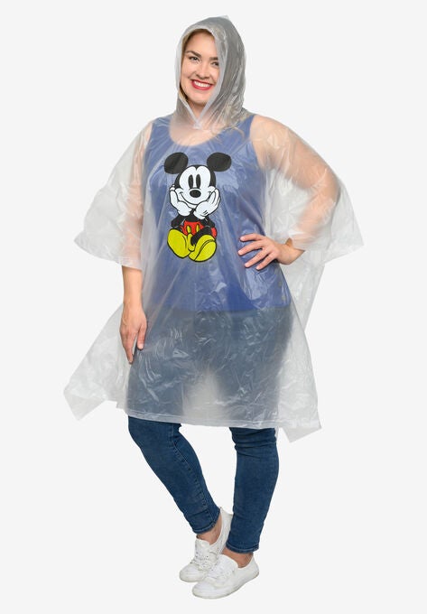 Adult Mickey Mouse Waterproof Rain Poncho Front & Back Print, , alternate image number null
