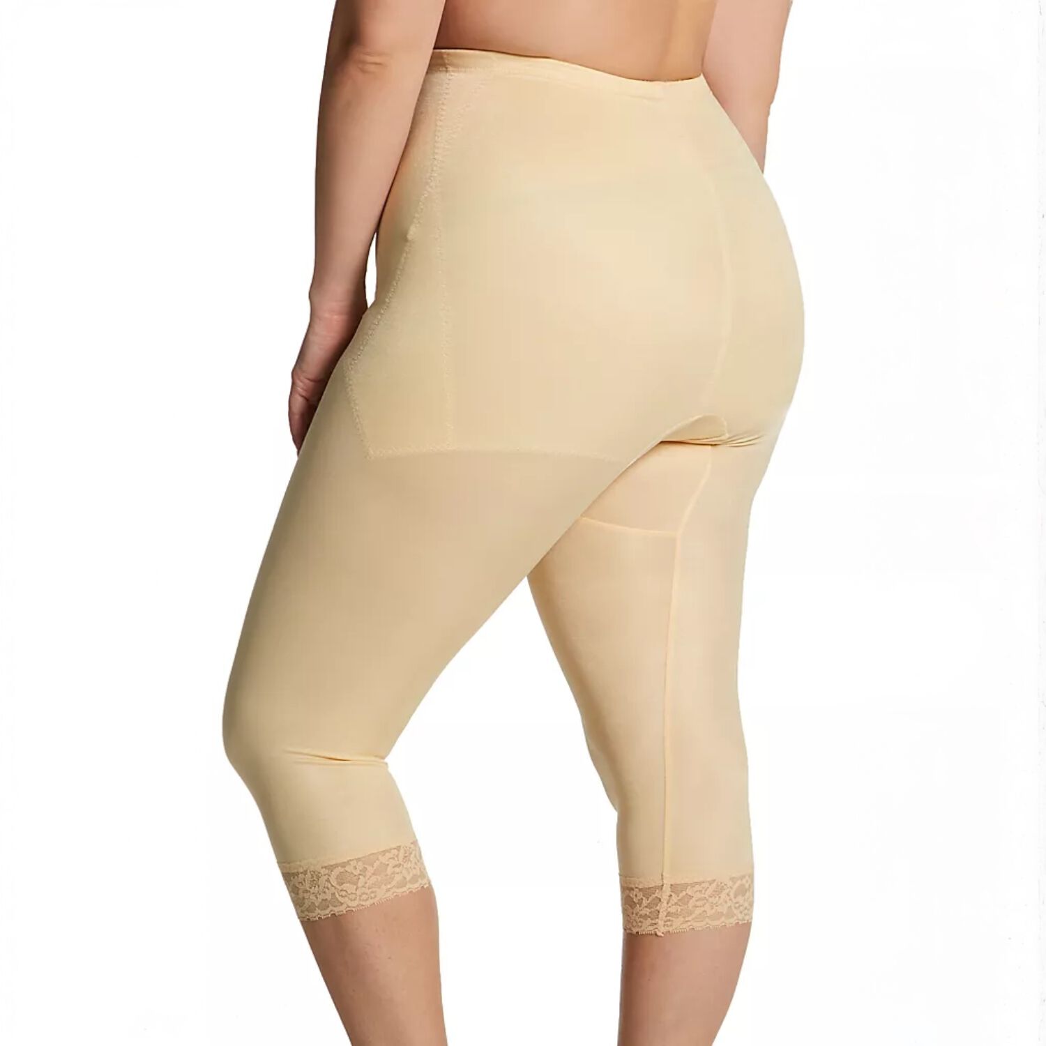 Moderate Control Waistline Capri Pant Liner with Tummy Control Panel Memory Compression Fabric 6265, BEIGE, on-hover image number 1