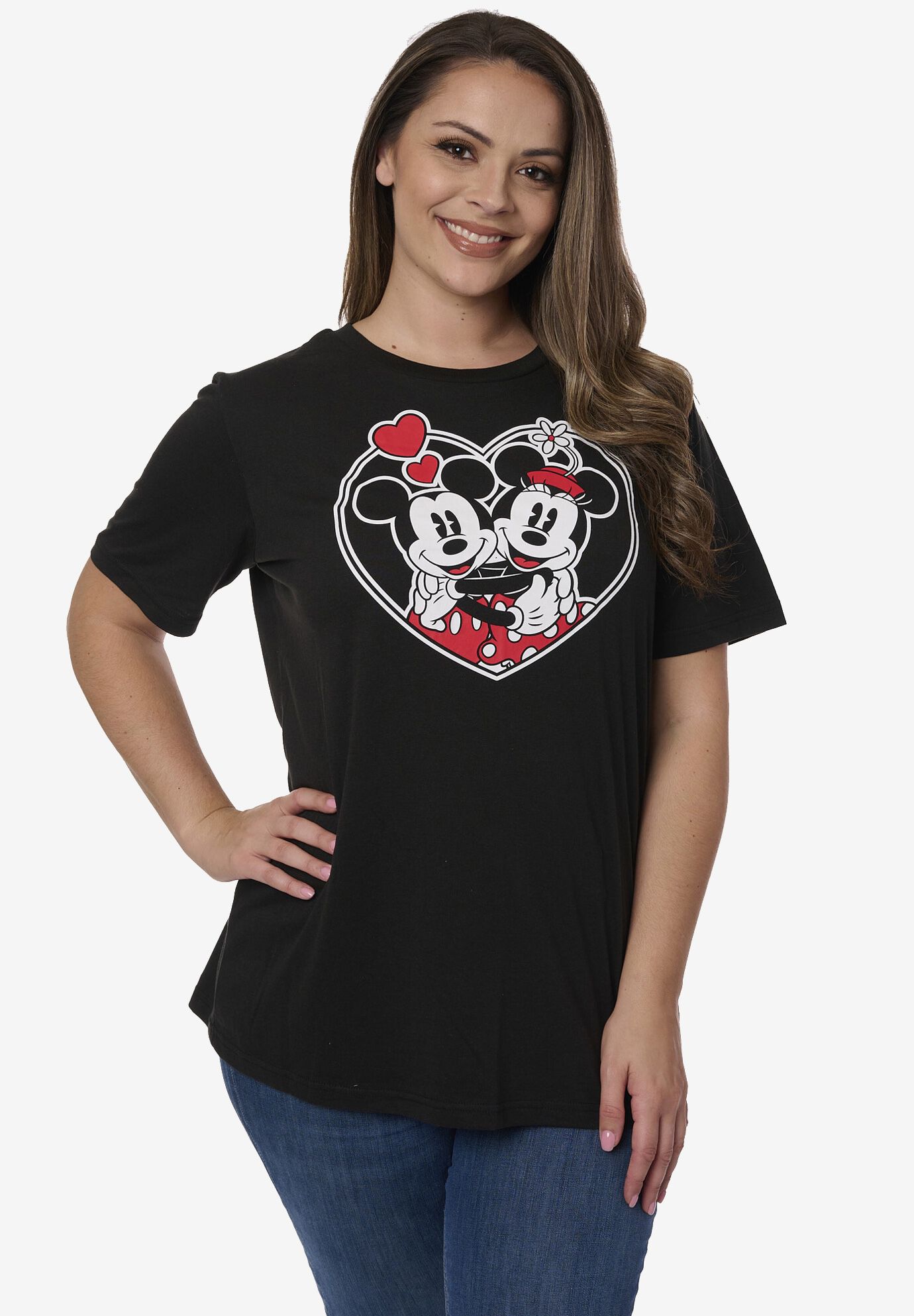 Mickey & Minnie Mouse Heart T-Shirt Black Disney, , alternate image number 2