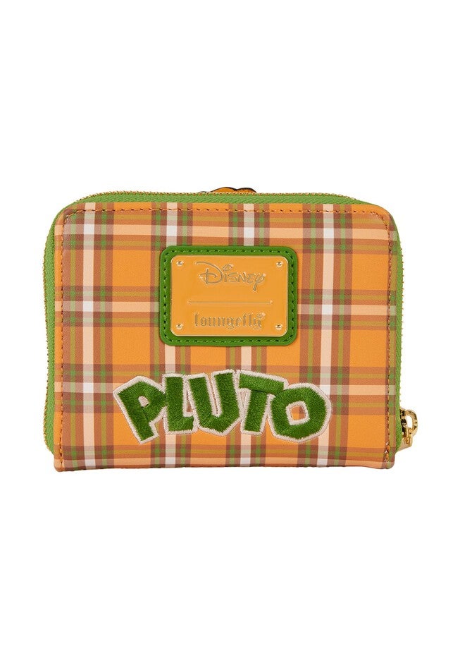 Loungefly x Disney Pluto 95th Anniversary Plaid Zip Around Wallet, ORANGE, on-hover image number 1