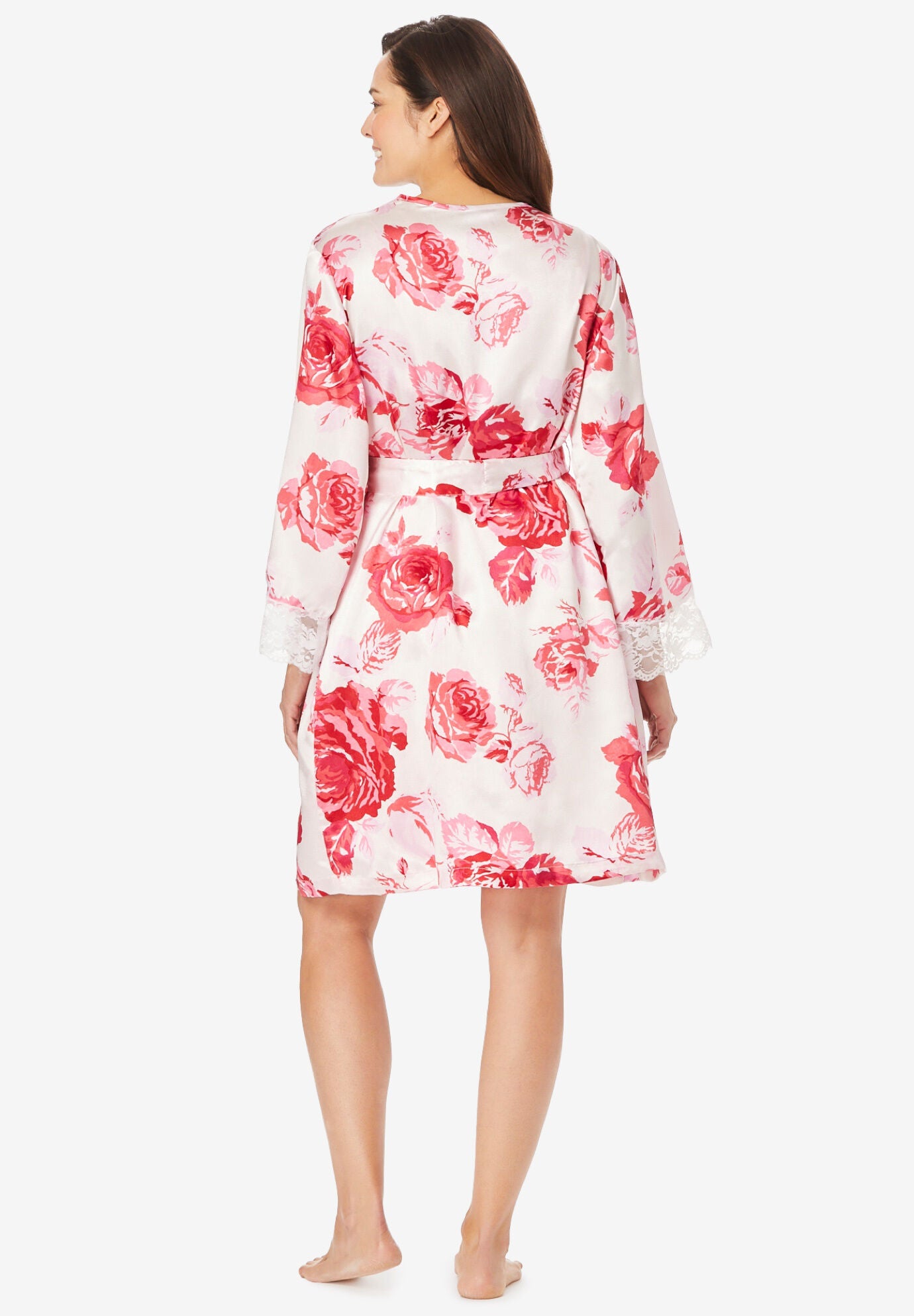 Satin Peignoir Set - Lace Trimmed Elegance, Plum Burst | Catherines