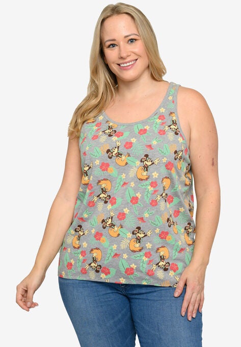 Disney Minnie Mouse Tank Top Tropical Hawaiian Aloha All-Over Print T-Shirt, , alternate image number null