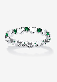 Simulated Birthstone Heart Eternity Ring
